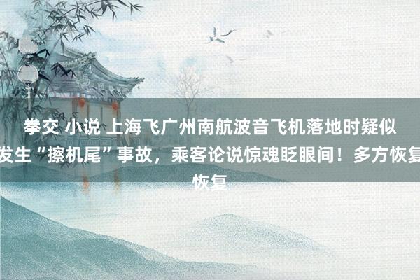 拳交 小说 上海飞广州南航波音飞机落地时疑似发生“擦机尾”事故，乘客论说惊魂眨眼间！多方恢复