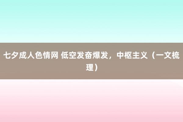 七夕成人色情网 低空发奋爆发，中枢主义（一文梳理）