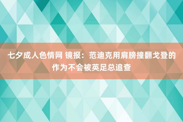 七夕成人色情网 镜报：范迪克用肩膀撞翻戈登的作为不会被英足总追查