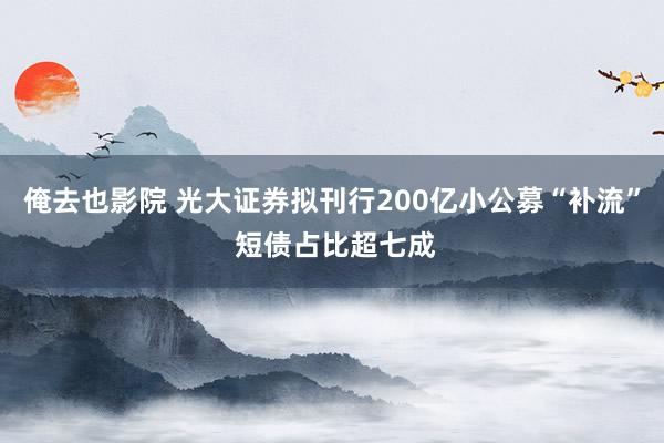 俺去也影院 光大证券拟刊行200亿小公募“补流” 短债占比超七成