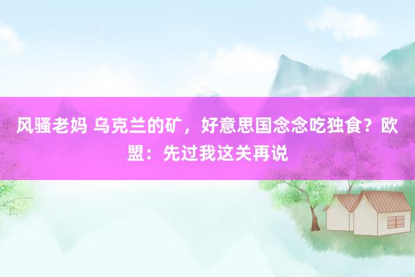风骚老妈 乌克兰的矿，好意思国念念吃独食？欧盟：先过我这关再说