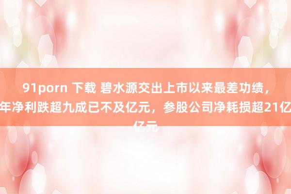 91porn 下载 碧水源交出上市以来最差功绩，前年净利跌超九成已不及亿元，参股公司净耗损超21亿元