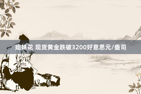 姐妹花 现货黄金跌破3200好意思元/盎司